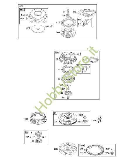 H - Dispositivo di avviamento a riavvolgimento, volano B&S - 28 €¦ 28B707-1146-E1 brand Stihl